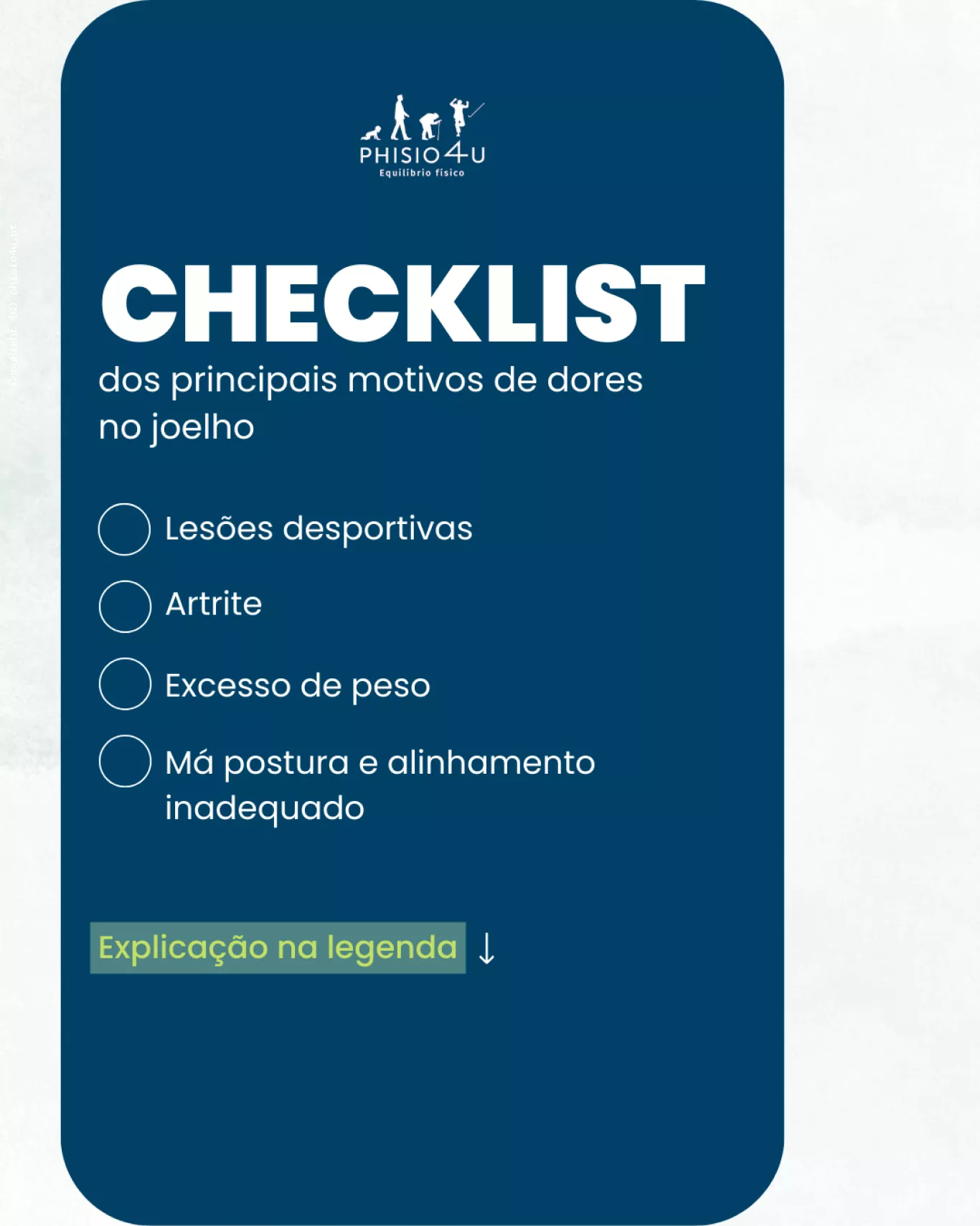 Checklist - principais causas de dores nos joelhos